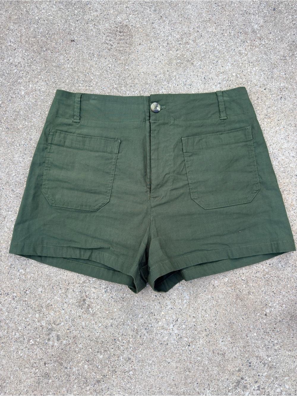 Anthropologie Maeve Colette Olive Green High-Waist Shorts Sz 31